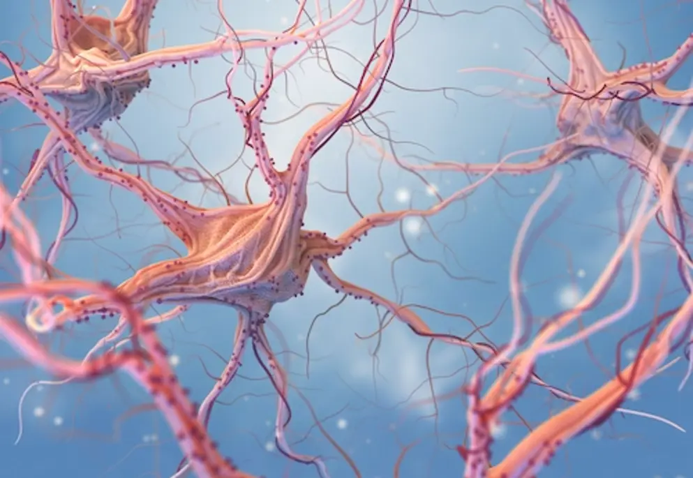 Digital image of human neurons and the nervous system.