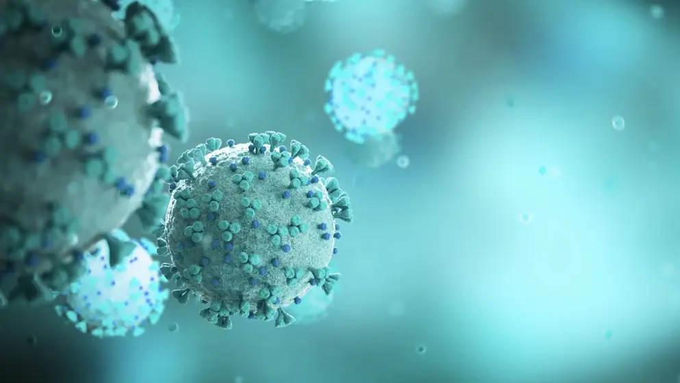 3D image of virus, blue tones