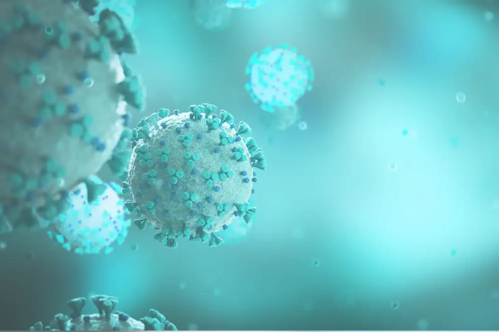 3D image of virus, blue tones