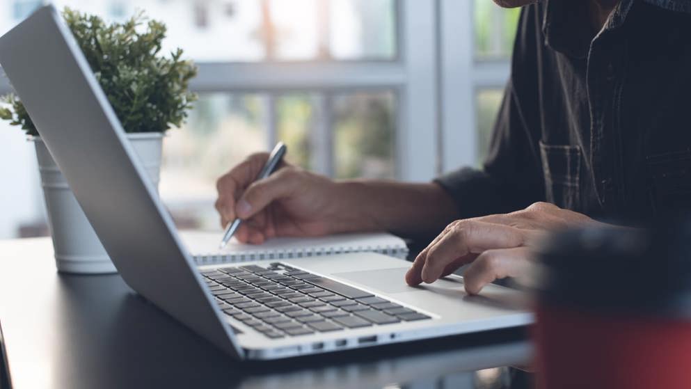 Person working on laptop computer