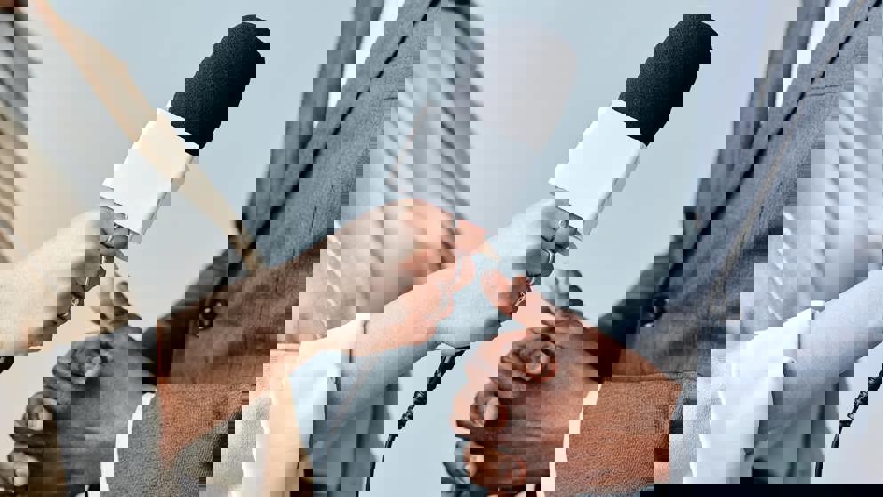 image of interview between two people