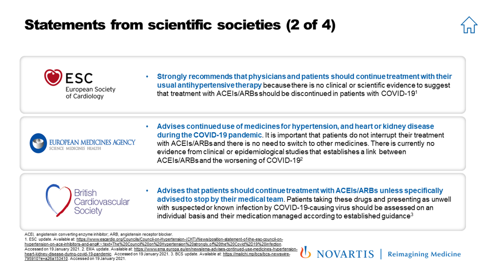 Statements from scientific societies 2 - Hypertension update: use of ACEIs and ARBs in the context of COVID-19