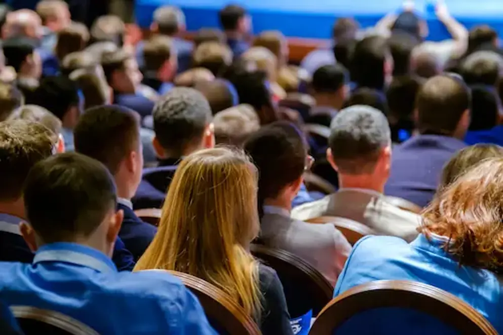 Rear view of crowd in attendance