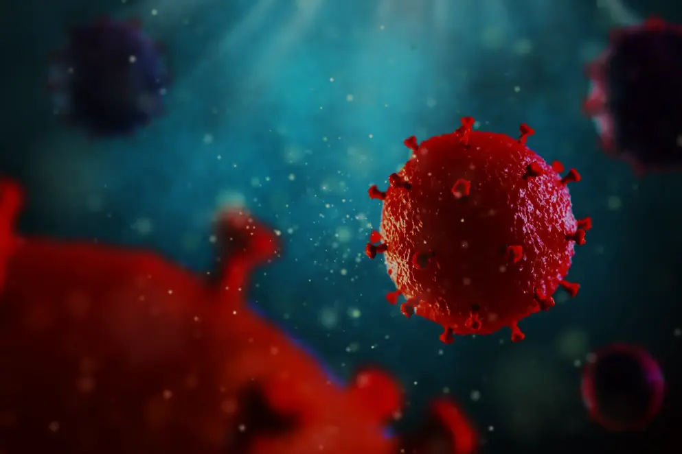 Red HIV virus 3d