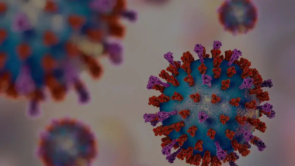 Digital illustration of a corona virus, representing respiratory infection